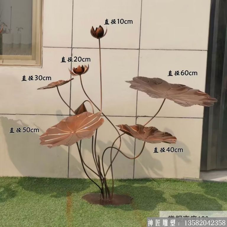 不锈钢流水荷花雕塑,室内室外荷花摆件2